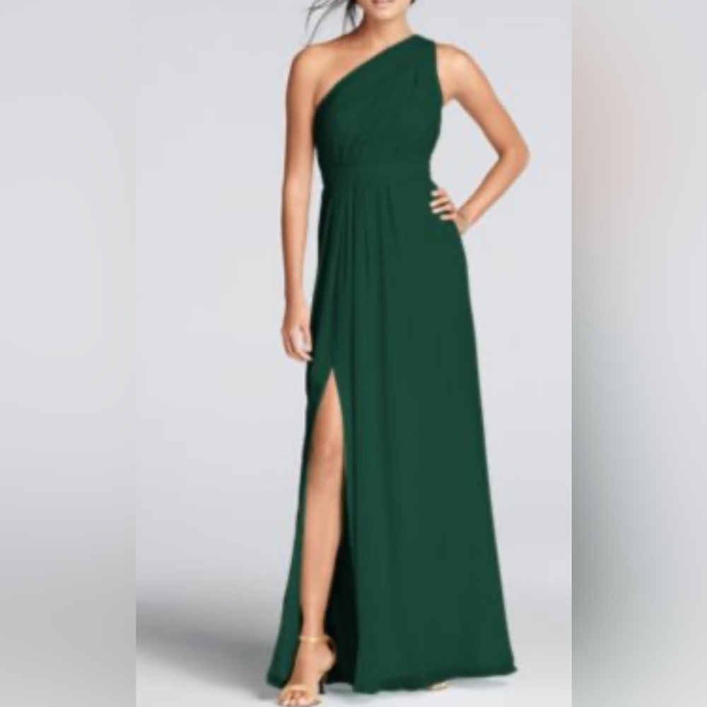 Long One-Shoulder Crinkle Chiffon Dress